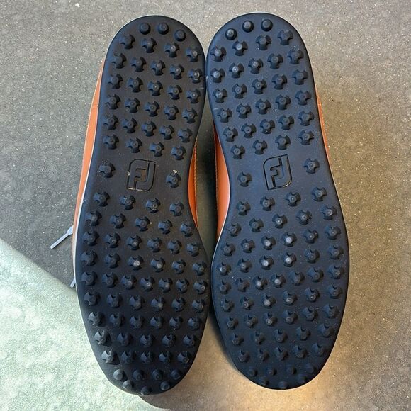 FootJoy Countour Casual 10.5 golf shoes UT logo orange brown - Picture 9 of 13